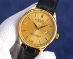 Replica Rolex Datejust 3235 Movement 40mm 316L Steel Italian Leather Band Gold/White Face Watch